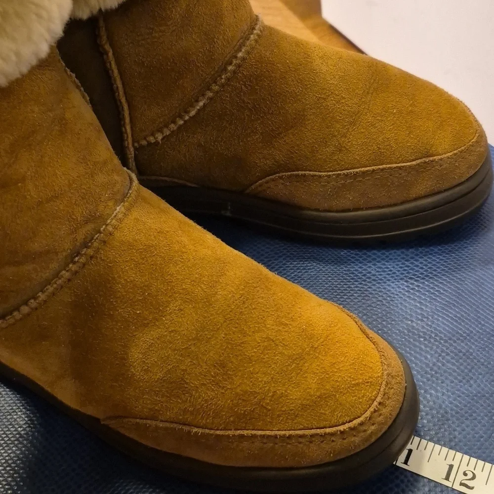 UGG Ultra Tall Boots sz.W8 Brown Pull On Suede Sheepskin Wool Mid Calf (#1561)EC - Picture 7 of 16
